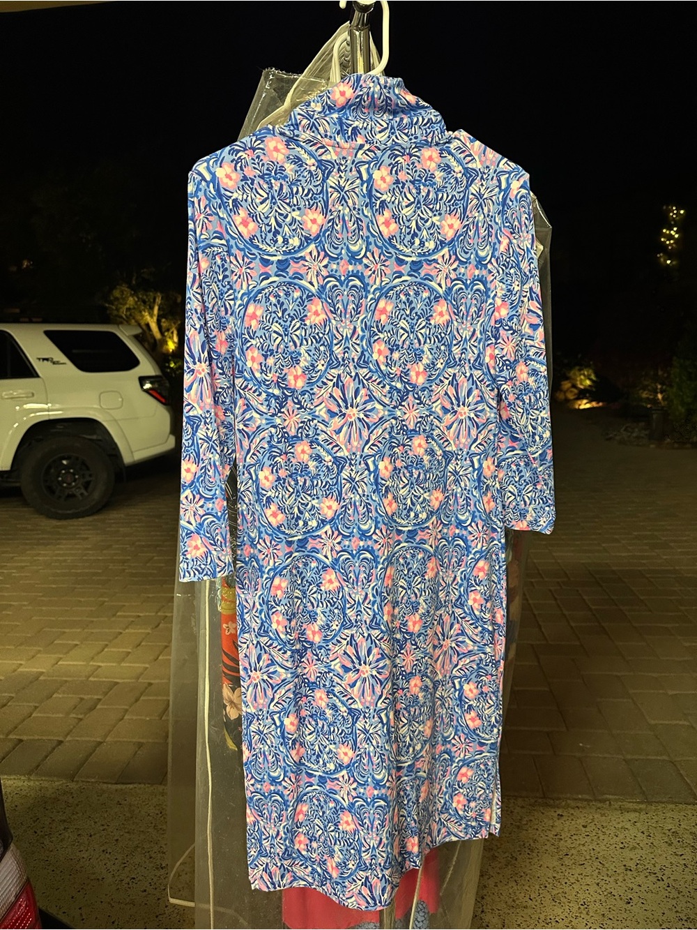 Lilly Pulitzer Blue and Pink Printed Shirt Dress - Picture 3 of 3